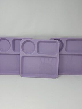 Set of 3 Pillowfort Divided Squares Trays / Plates Target, Light Purple, 9 1/2"